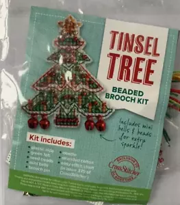 Cross Stitch Kit - Christmas Tinsel Tree Beaded Brooch Kit With Chart - Picture 1 of 1
