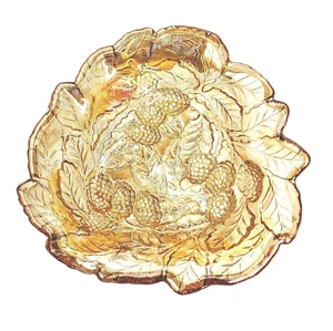 Indiana Carnival Glas LoganBeere Schale Bernstein irisierend Ringelblume Schüssel 7" - Bild 1 von 7