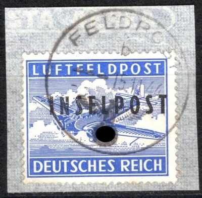 Dt. Reich Inselpost Rhodos-Lokalaufdruck Nr. 8 A auf Briefstück; gpr. u. Attest - Bild 1 von 2