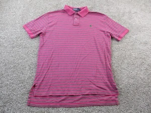 Vintage Ralph Lauren Polo Shirt Mens Medium Pink Black Striped 90s Casual Preppy - Picture 1 of 9