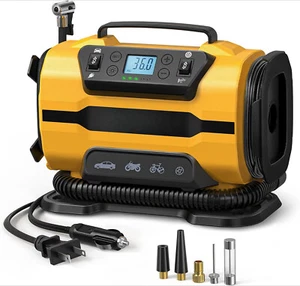 Tire Inflator, 12V/110V Air Compressor for Car, Bike, Mattress - Fast & Portable - Picture 1 of 23