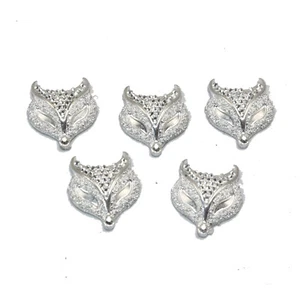100 piezas cabujones de 12 mm con cara de zorro brillante de resina plana plateada brillante - Imagen 1 de 7