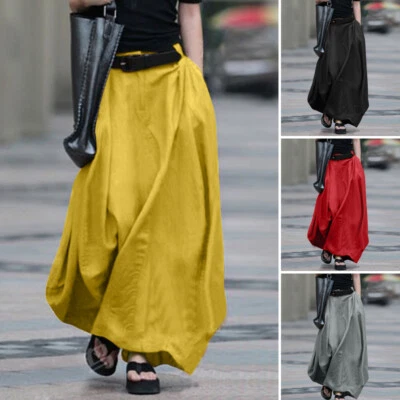 Womens Ladies Fashion Hippie Long Skirts Cotton Linen Hippie Casual Dress - Image 1 of 4