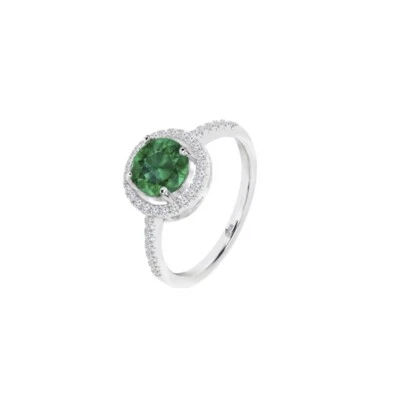 Anello Donna Lotus Silver LP3790-3/314 In Argento Con Cristallo Verde E Zirconi - Immagine 1 di 2