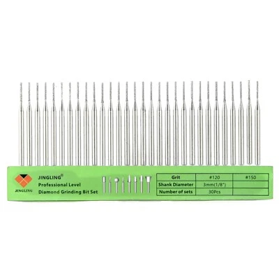 JINGLING 30 Pcs 1mm Diamond Drill Bits for Dremel Jewelry Lapidary Tools for Rock Glass