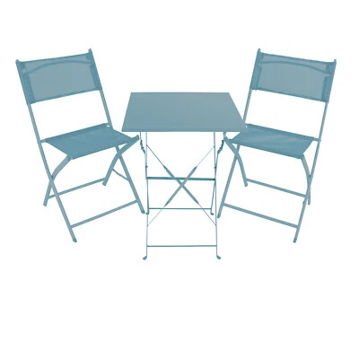 3tlg Balkonmöbel Set Bistroset Outdoormöbel Garten Türkis klappbar 60x60x71cm - Bild 1 von 4