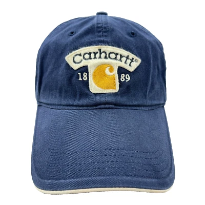 Vintage Carhartt Hat Cap Blue STrap Back Spell Out Y2K Work Wear Dad Adult - Image 1 of 4
