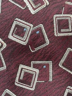 Vintage Wembley WEMSILK Burgundy Squares Silk Blend NECKTIE TIE 3.5” X 57” - Image 1 of 4