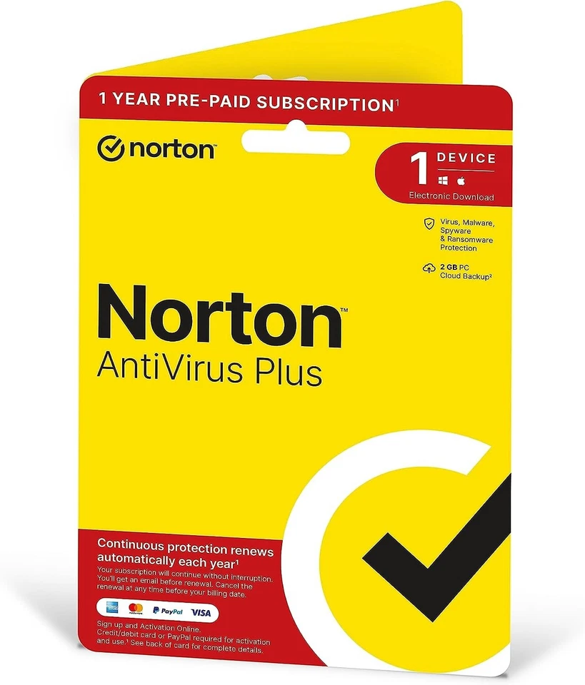 21396975 SYMANTEC Norton Antivirus Plus 2gb in 1 User 1 Device 12mo Simply ANTIV