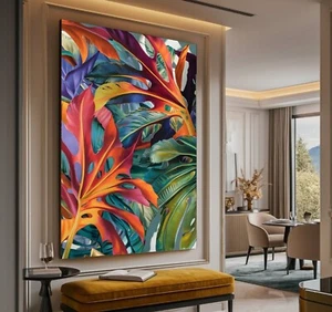 XXL LEINWAND BILDER BIS 160x120x5 BUNTE DSCHUNGEL-BLÄTTER NATUR WANDBILD MODERN - Bild 1 von 4