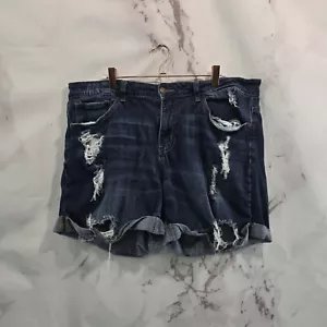 Judy Blue Shorts Womens 2X Denim Jean High Rise Cuffed Distressed Stretch - Picture 1 of 10