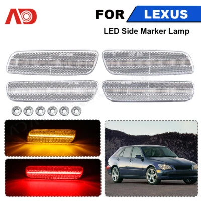 4x LED yellow Front Red Rear Bumper Side Marker Lights For 2001-2005 Lexus IS300 - Image 1 of 4