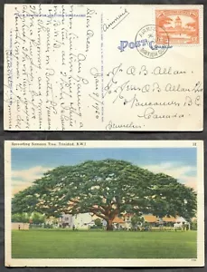 BRITISH GUIANA 1950 Single 12c on Airmail Postcard to Vancouver Canada - Picture 1 of 3