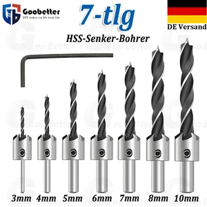 3-10mm Holzbohrer Senkbohrer Bohrer Set Senker für Holz Aufstecksenker HSS 7tlg - Bild 1 von 20