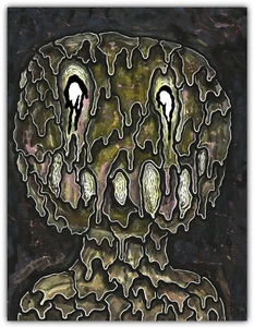 Original JUSTIN AERNI Painting circa 2012 dark art macabre : MR. SMILES - Picture 1 of 1