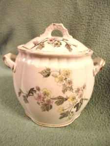 Hawthorn T Furnival & Sons Cracker Jar Porcelain Transfer Ware Victorian Vintage - Picture 1 of 12