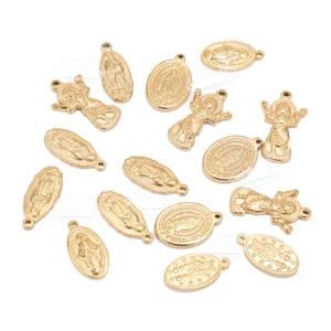 5pcs Stainless Steel Gold Maria Medal Pendant Religious Charms for Women Jewelry - Picture 1 of 10