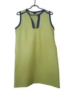 J. Vestido Jersey Crew Talla 8 Abstracto Amarillo Neón Azul Ribete Sin Mangas - Imagen 1 de 5