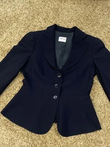 Armani Collezioni 3 Button Steampunk Fit & Flare Black Lana Vergine Virgin Wool - Picture 1 of 12