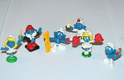 Vintage Smurfs Lot Of 6 Scheich 1979-1980 Peyo Action Figures. - Image 1 of 4