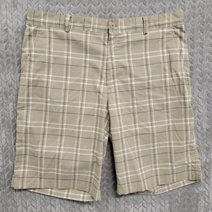 Nike Pantaloncini Golf Uomo Taglia 36 Tan Beige Blu Plaid Dri-Fit Tasche Frontali Piatte - Foto 1 di 9
