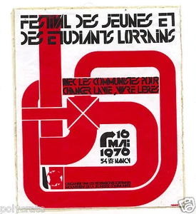 Autocollant Sticker Pub - Festival Jeunes Etudiants Lorrains Communisme 1976 - Picture 1 of 1