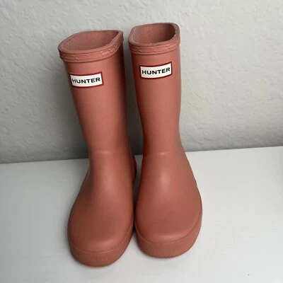 Hunter Girls Pink Original First Classic Rain Boots Sz 10UK/11US - Imagem 1 de 4