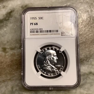1955 Silver Proof Franklin Half Dollar PF68 - Picture 1 of 2