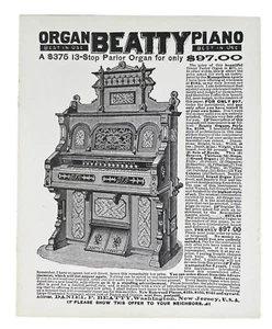 Daniel F. Beatty Organ & Piano $97.00 Vintage Advertising Promotional Sign 8x10" - Picture 1 of 3
