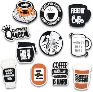 11-Piece Coffee Shoe Charms for Crocs Jibbitz Kids & Adult Accessories - Picture 1 of 5