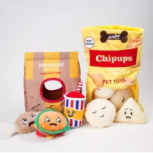 Felliges Plüsch Hundespielzeug mit Geräusch und Bissfest, Fast Food Snacks Spielzeug - Bild 1 von 12