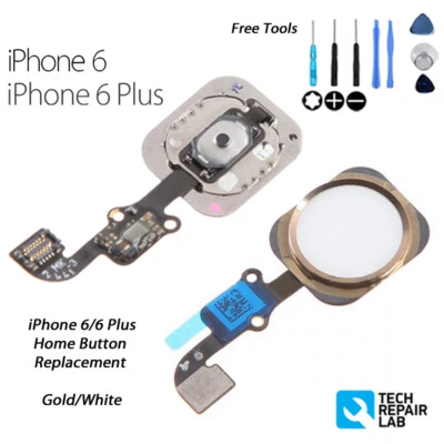 iPhone 6 Complete Home Button Replacement Flex w/Tools w/Gasket - GOLD - Image 1 of 4