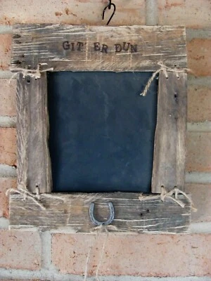 Chalkboard Sign To Do List - GIT' ER DUN - Rustic Old Wood Frame Message Board - Image 1 of 4