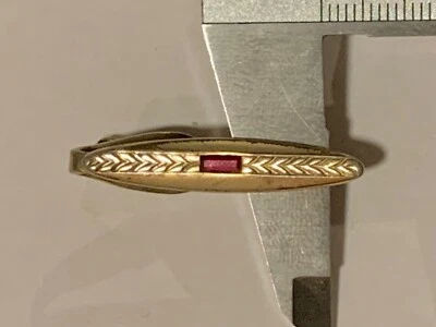 DE COLECCIÓN CORBATA BARRA CLIP BROCHE TONO DORADO TIPO RUBÍ PIEDRA Foto 1 de 3