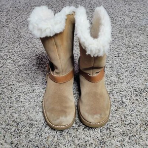 UGG Nessa Zip Up Tan Kids Lined Warm Winter Boots Size US 2 - Picture 1 of 10