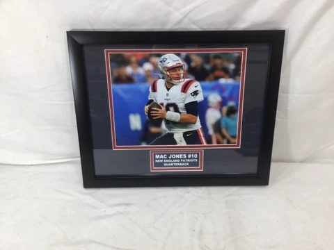 New England Patriots Mac Jones White Jersey Framed Picture Photo 12x16 FREESHIP Cover