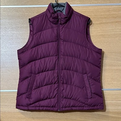 Lands' End Mujer Talla L Borgoña Plumón/Plumas Chaleco Puffer con Bolsillos para las Manos Foto 1 de 4