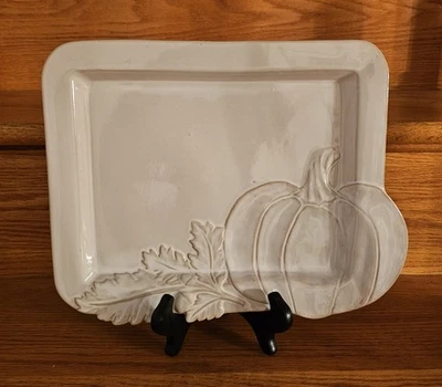Ceramic Serveware Platter Decorative MicroDW Safe 13x10x1 Farmhouse Beige NEW  - Image 1 of 4
