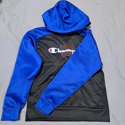Champion Boys Sudadera con Capucha Talla 14 16 Negro Azul Manga Larga Poliéster Pullover Foto 1 de 4