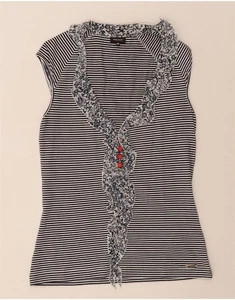 MISS SIXTY Womens Front Tie Blouse Top UK 12 Medium Blue Striped Cotton DR44 - Picture 1 of 3