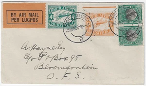 Südafrika 1929 Satz auf Brief SG 40-1 Union Airways 1st Regular Air Mail - Bild 1 von 2