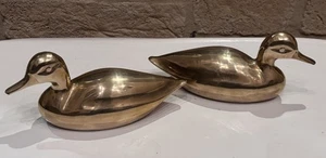 2er Set Vintage Messing Enten 10" lange Hohl Figuren MCM Dekor - Bild 1 von 5