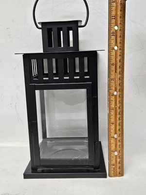 IKEA Linterna Interior Exterior Para Luces de Té Bloque Vela Planta 11" Negro BORRBY Foto 1 de 4