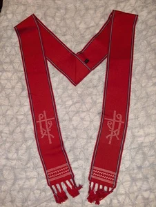 Clero Vestmen Sacerdote Obispo Res Misionero Robó Rayón Rojo Flecos Dios Católico - Imagen 1 de 9