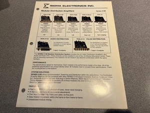 Vntg Sigma Electronics Brochure Leaflet Products Catalog Paper Amplifiers HTF - Picture 1 of 3