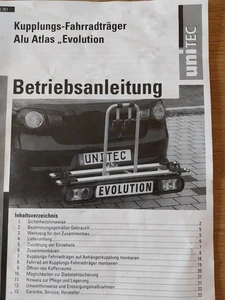 UNITEC Kupplungs-Fahrradträger Alu Atlas Heckträger 75351 Für 2 Fahrräder - Bild 1 von 1