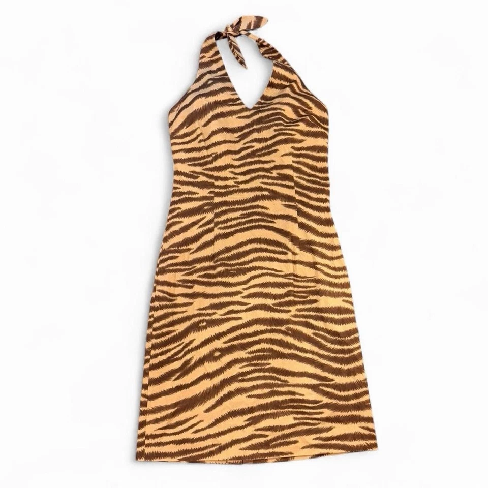 Vestido halter vintage con estampado de tigre Y2K para mujer talla 4 Foto 1 de 4