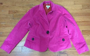 Talbots Damen Hot Pink Gefütterter Cord Blazer Jacke Gr. 14 Stretch Preppy Y2K - Bild 1 von 6