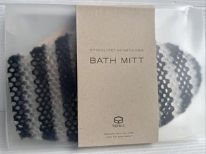 Supracor Black White Bath Mitt Body Glove Exfoliating Honeycomb- Reg $38 - Picture 1 of 4