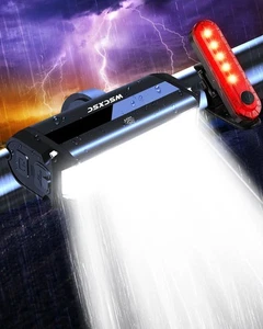 Luz de bicicleta brillante para montar de noche, luz de bicicleta recargable USB, Hea para bicicleta - Imagen 1 de 6